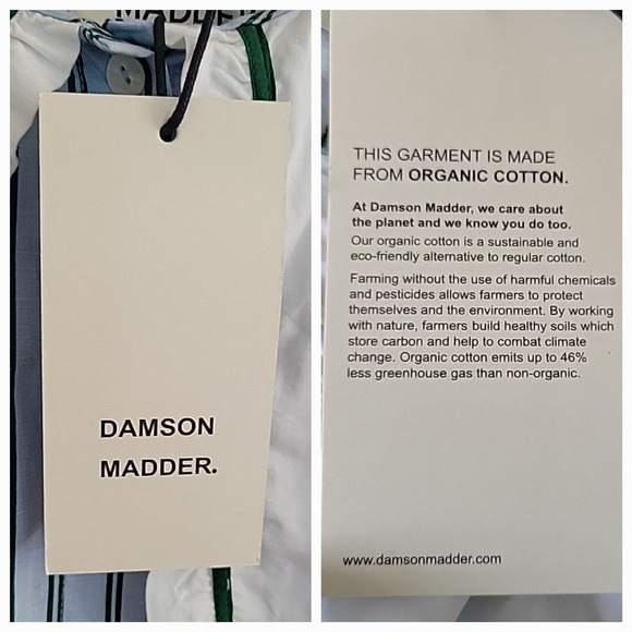 Damson Madder Barbara Steifen Pajama Top 14 Blue Green Stripe Organic Cotton - Picture 9 of 13